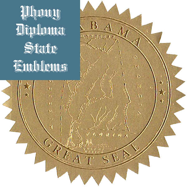 Phony Diploma Gold Foil State Seals and Emblems