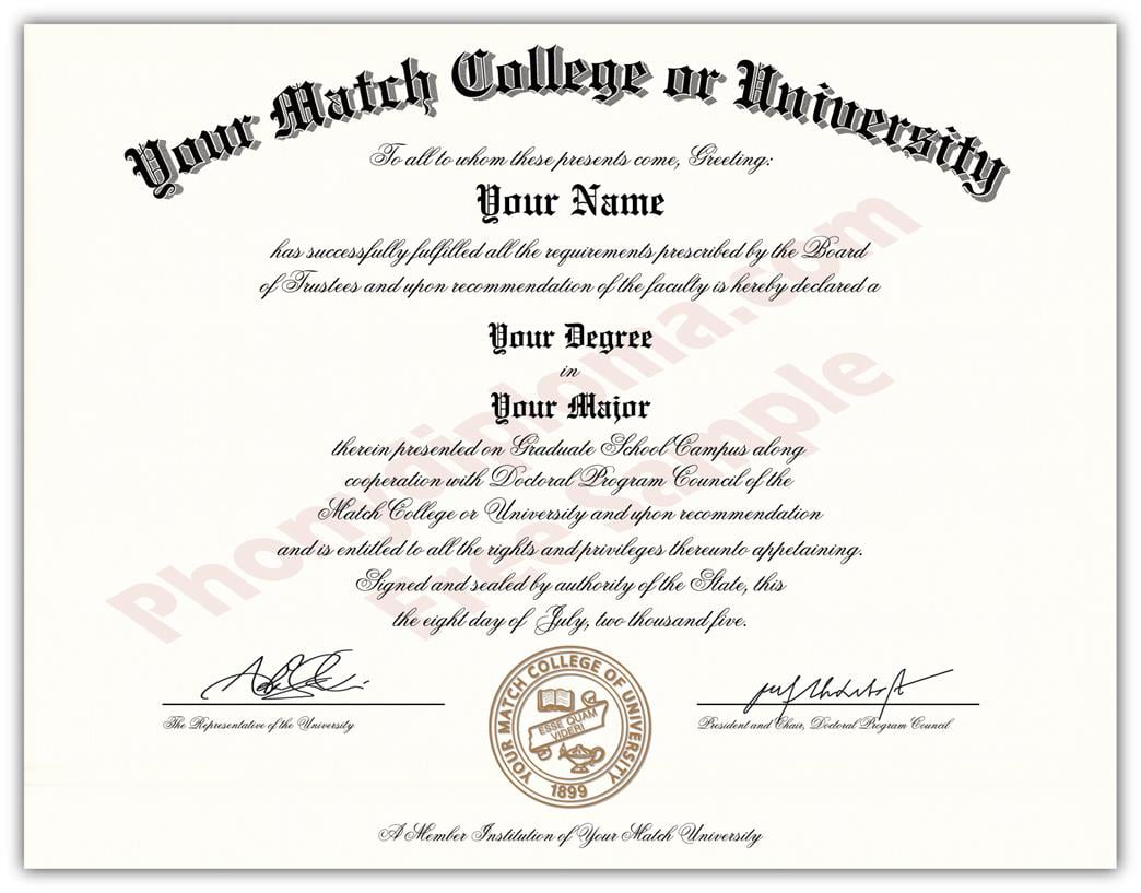 Fake Diploma Actual Design Match Raised Gold Seal Diploma