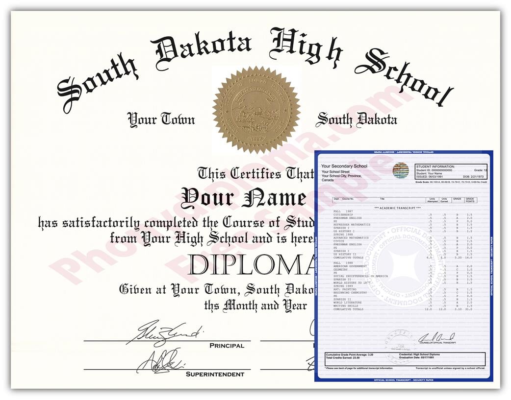 Fake High School State Design Diplomas & Transcripts