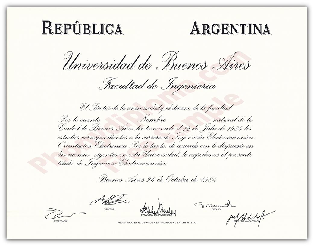 Fake Diploma from Argentina University Argentina D