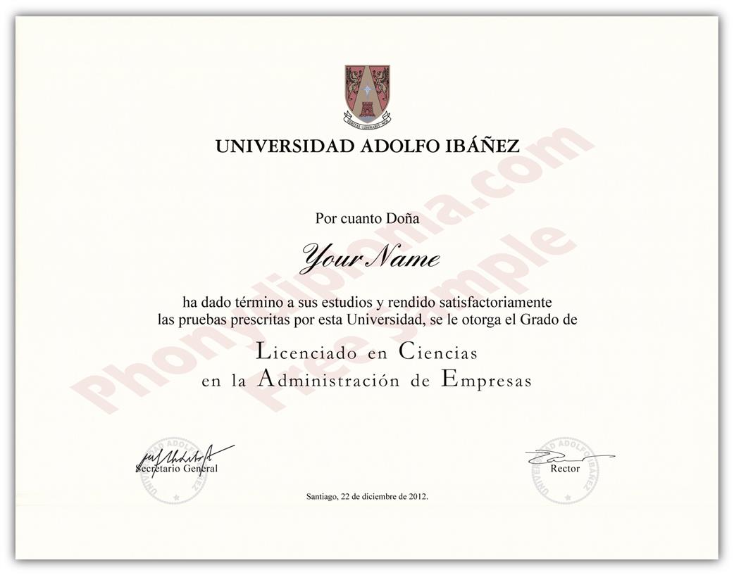 Fake Diploma from Chile University Chili D