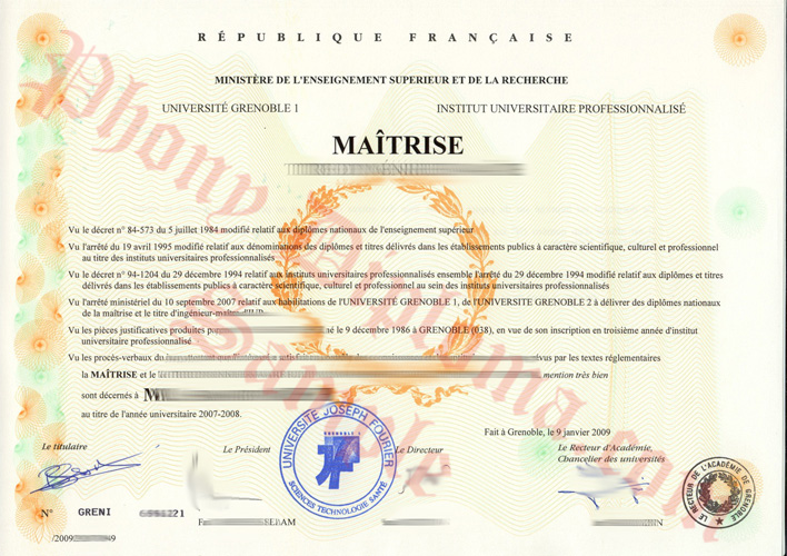 Fake Diploma from French University France D