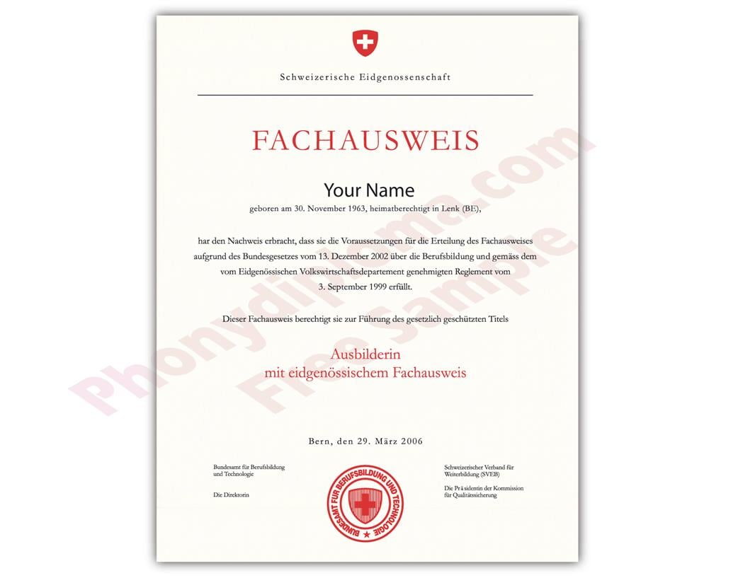 Buy Fake Diplomas and Transcripts from Switzerland