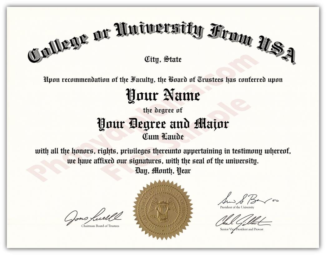 USA College and University Diploma State Design