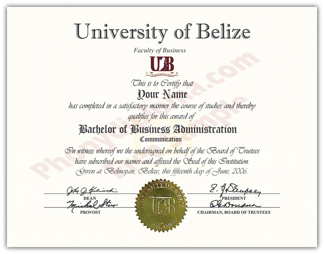 Fake Diploma from Belize University Belize
