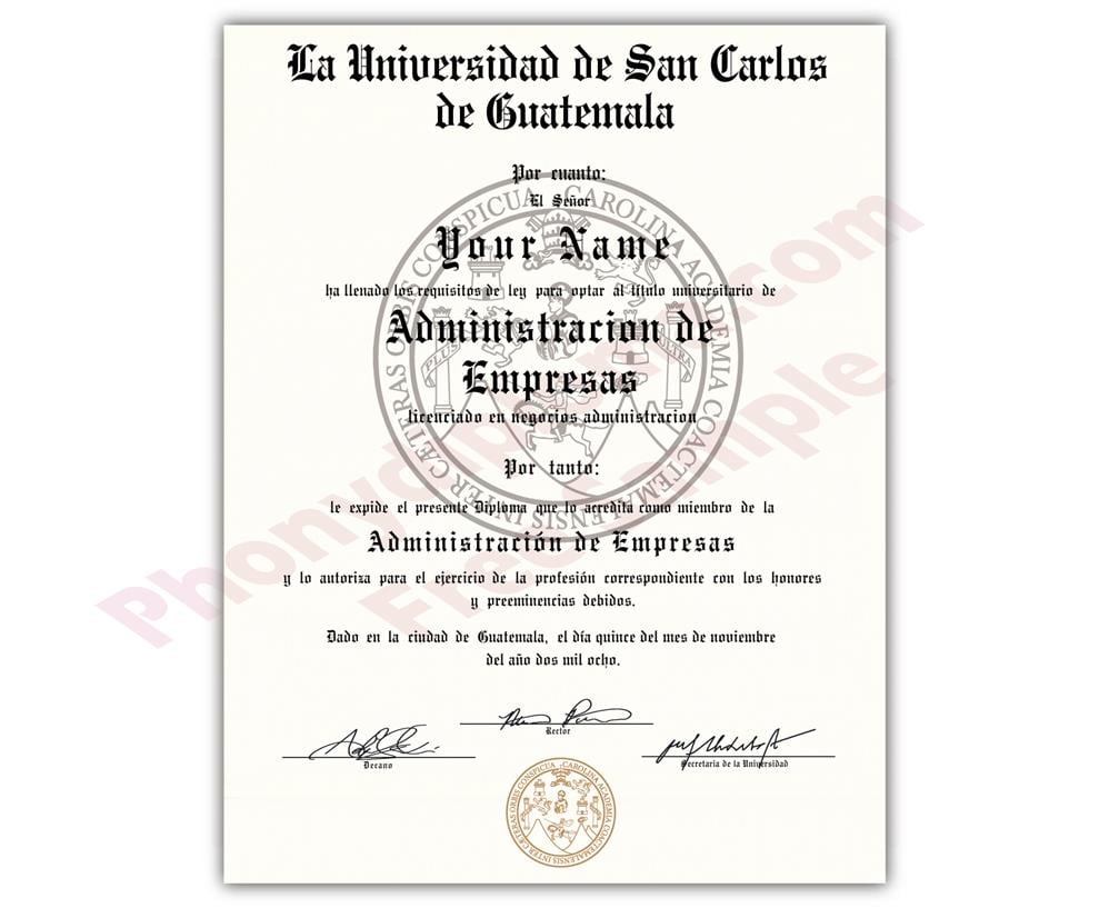 Fake Diploma from Guatemala University Guatemala D