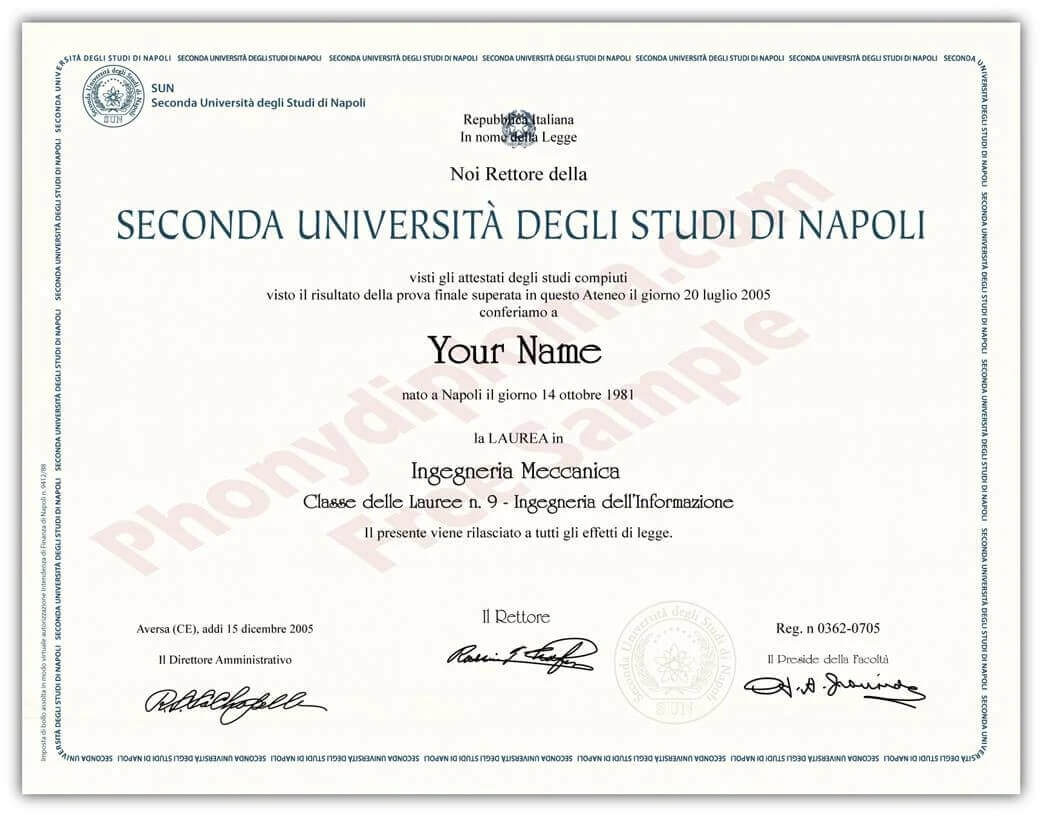 Fake Diploma from Italian University Italy D