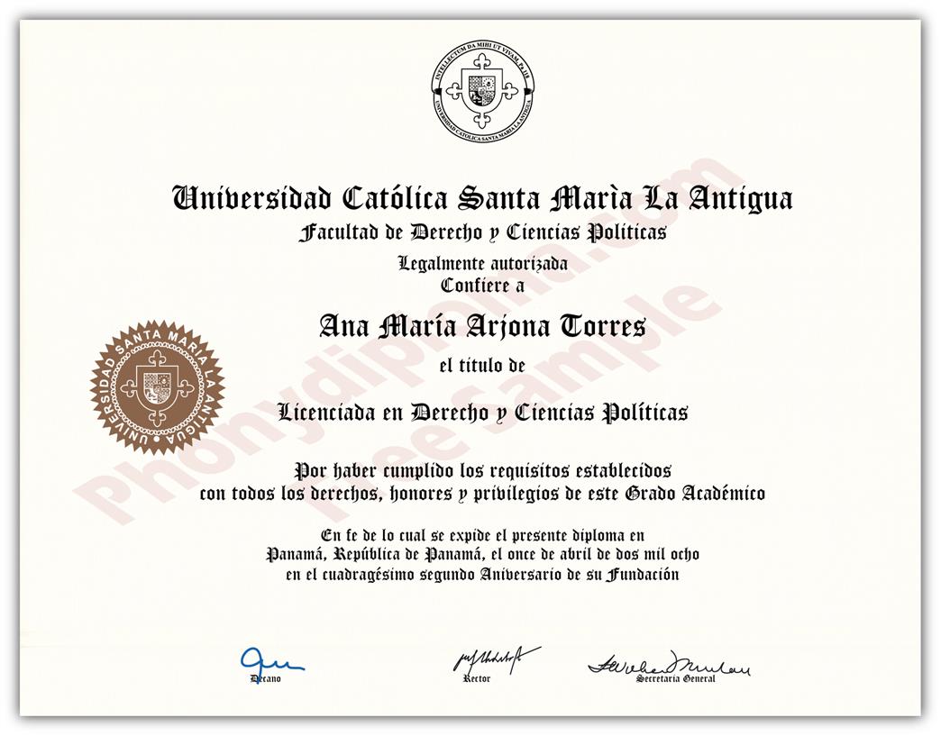 Fake Diploma from Panama University Panamanian D