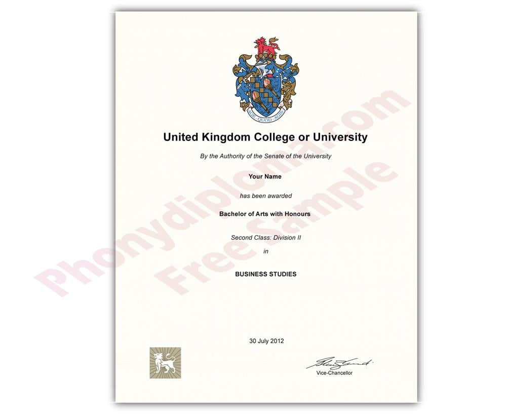 Fake Diploma from United Kingdom University 
