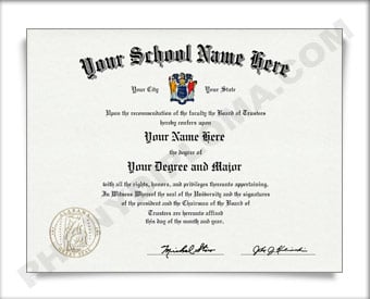 Fake USA College or University Diploma Arched Name / Left Emblem