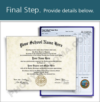 Fake College Diploma with Transcripts