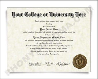 Fake USA College or University Diploma - Straight Name / Right Emblem