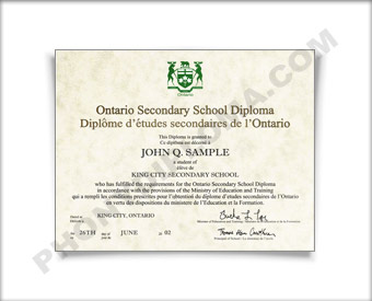 Fake Canada High School Diploma - Fake Diploma Design 1