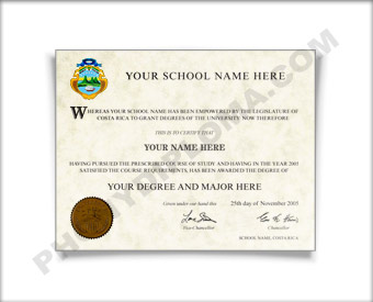 Fake Diploma from Costa Rica University Costa Rica D