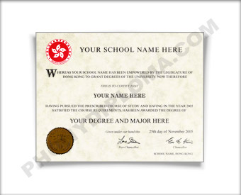 Fake Diploma from Hong Kong University Hong Kong D