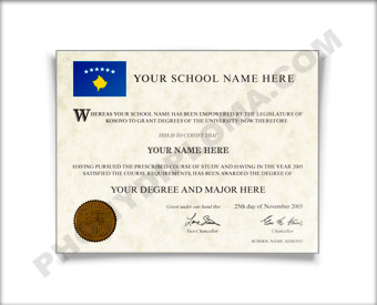 Fake Diploma from Kosovo University Kosovo D