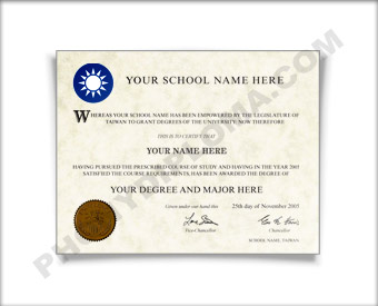 Fake Diploma from Taiwan University Taiwan D
