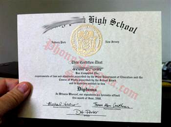 Small size high school diploma with raised gold emblem