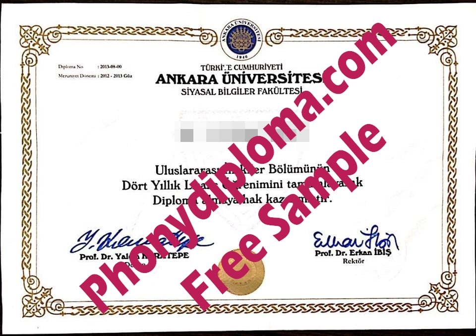 Ankara Universitesi Turkey Free Sample From Phonydiploma
