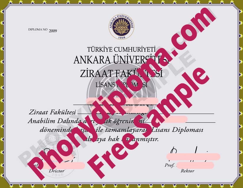 Ankara University Universitesi Scan Free Sample From Phonydiploma