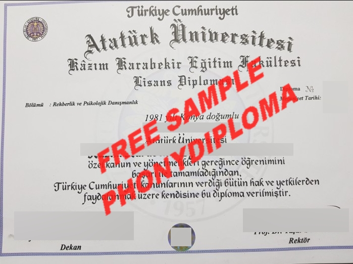 Ataturk Universitesi University Turkey Diploma Free Sample From Phonydiploma