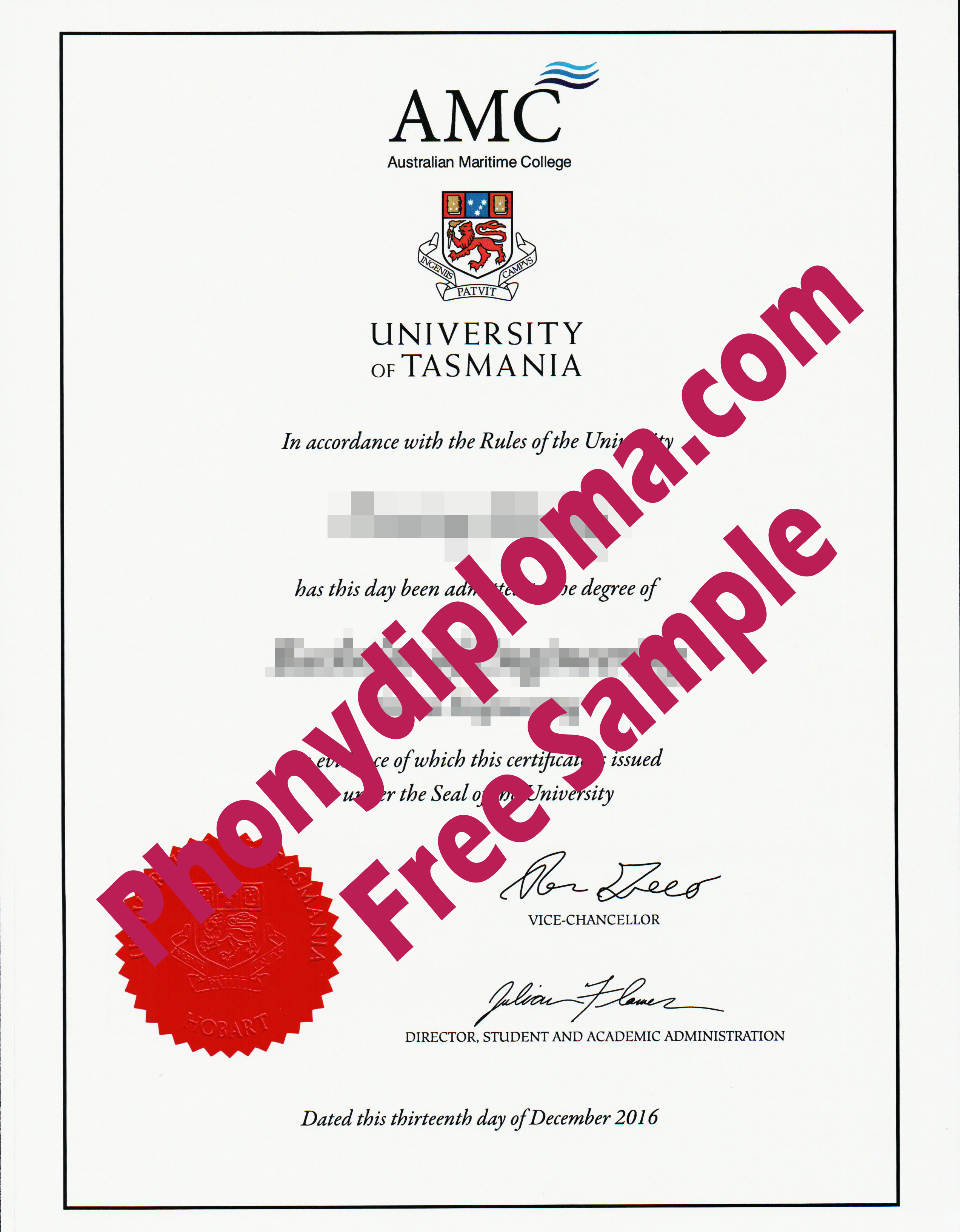 Amc University Of Tasmania Free Sample From Phonydiploma