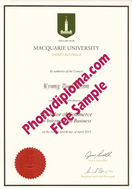 Australia Macquarie University Free Sample From Phonydiploma
