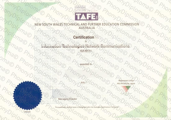 Australia Tafe Nsw Further Education Commission Free Sample From Phonydiploma