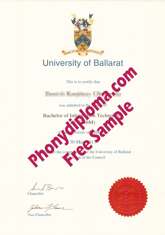 Australia University Of Ballarat Free Sample From Phonydiploma