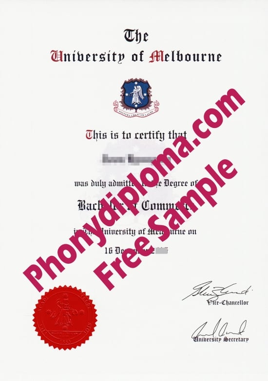 Australia University Of Melbourne Free Sample From Phonydiploma