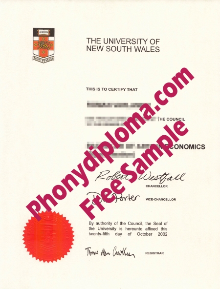 Australia University Of New South Wales Free Sample From Phonydiploma