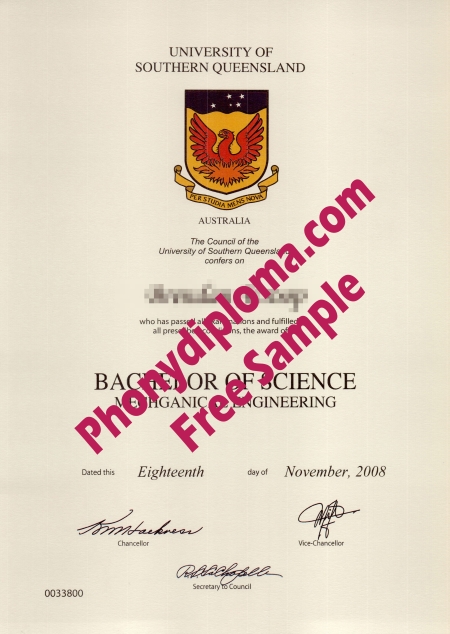 Australia University Of Southern Queensland Free Sample From Phonydiploma