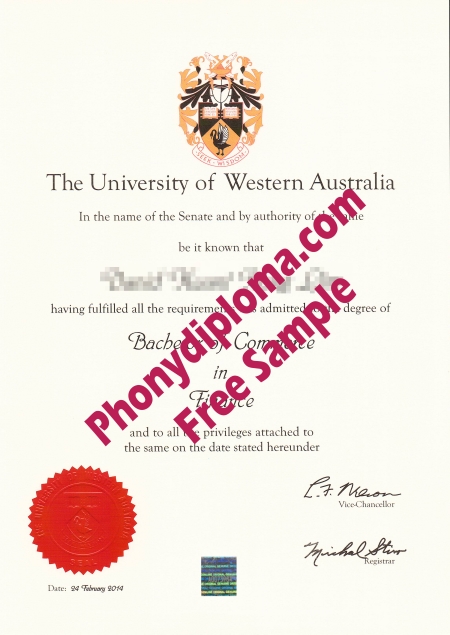 Australia University Of Western Australia Free Sample From Phonydiploma