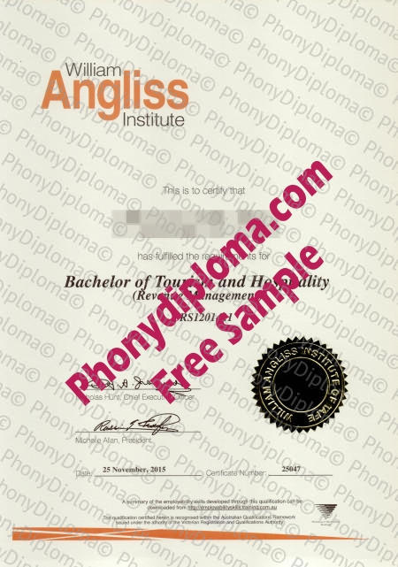 Australia William Angliss Institute Gold Emblem Also Available In Red Free Sample From Phonydiploma (1)