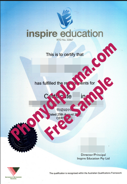 Inspire Education Australia Diploma Free Sample From Phonydiploma
