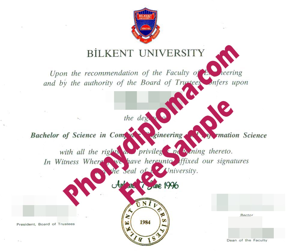 Bilkent University Turkey Free Sample From Phonydiploma