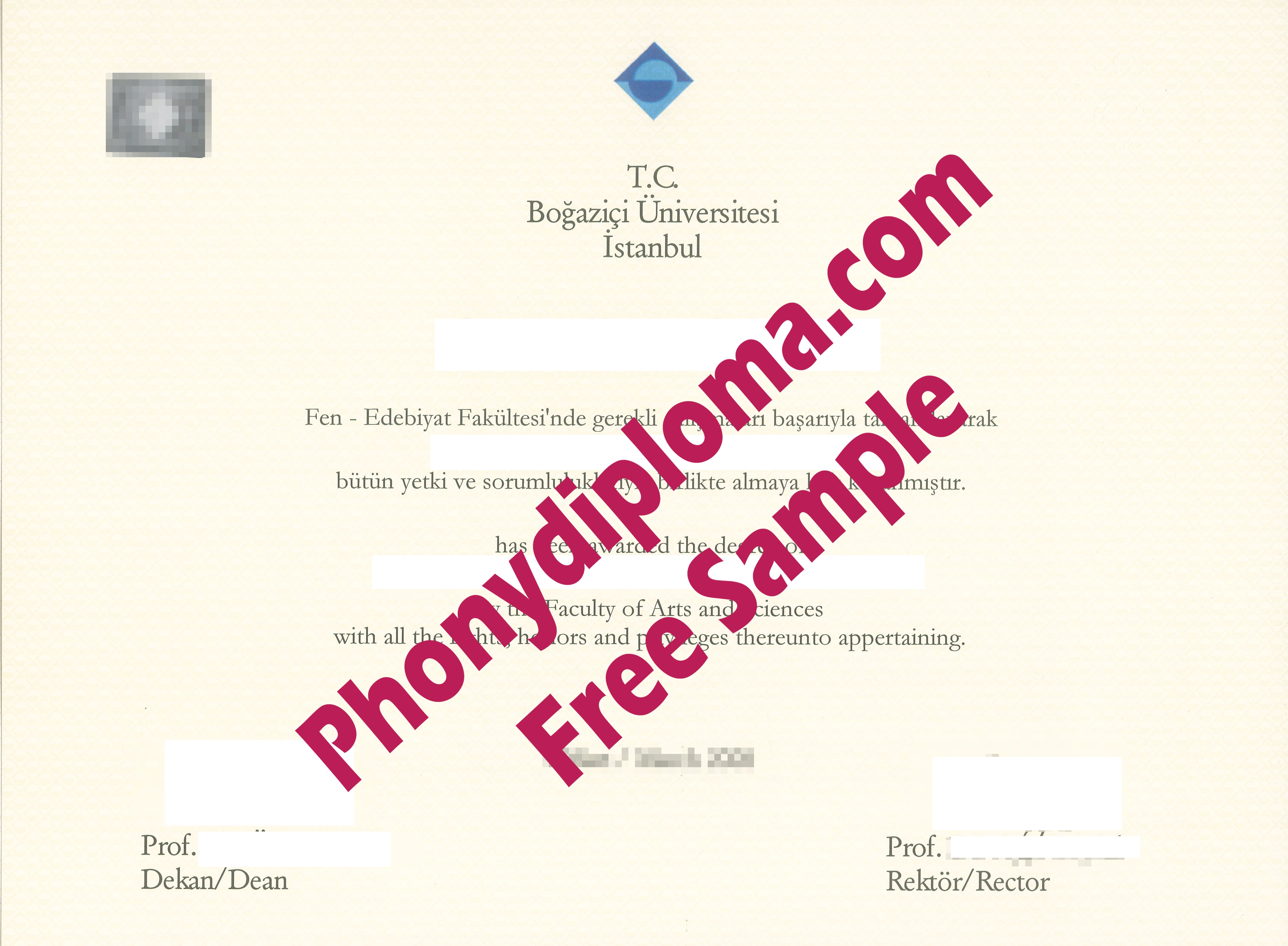 Bogazici University Front Free Sample From Phonydiploma
