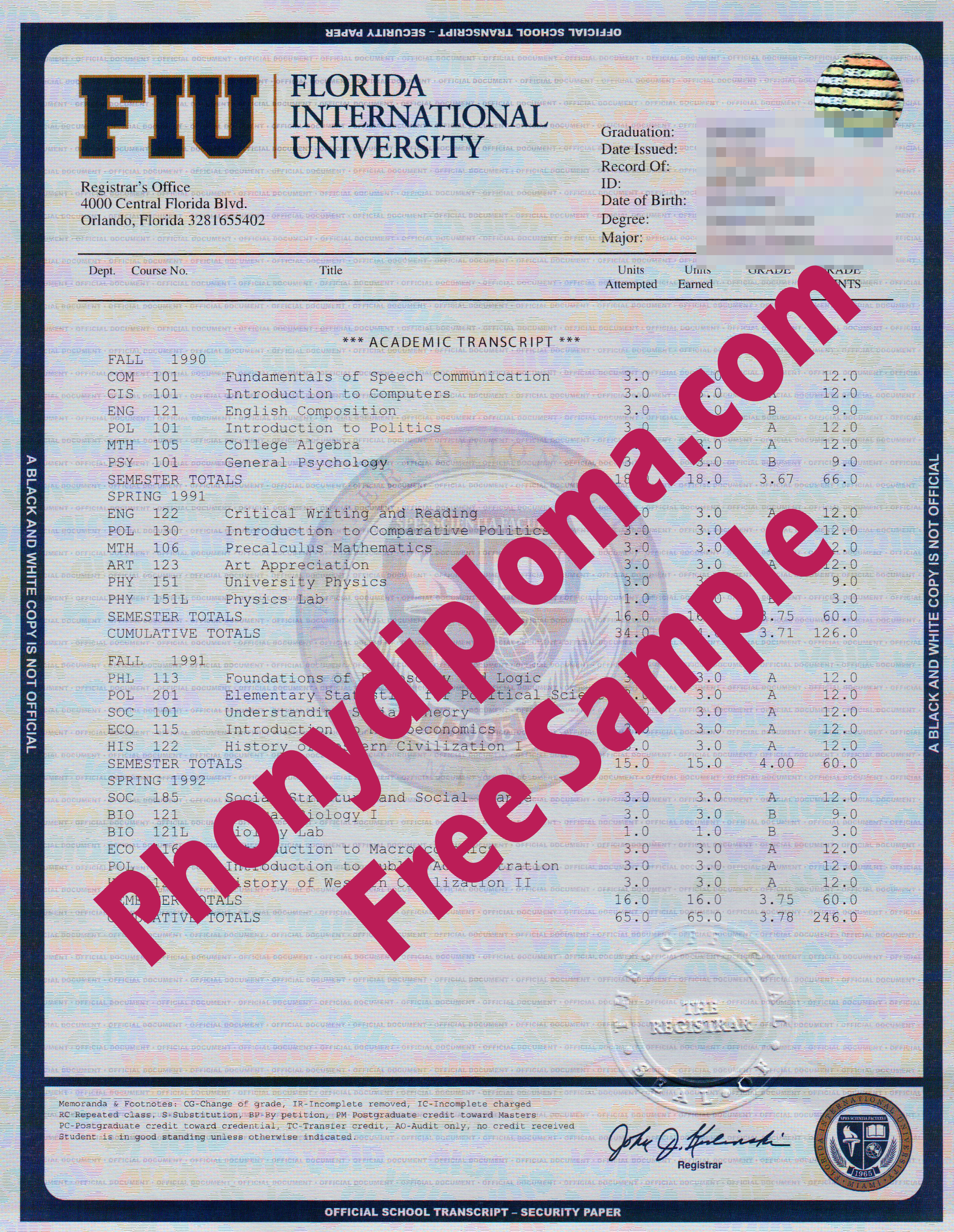 Clc Florida International University House Design Transcript Free Sample From Phonydiploma