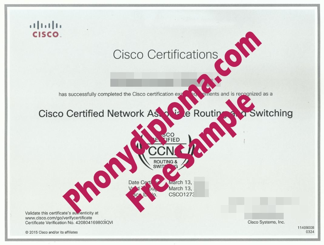 Cisco Certifications Network Associate Routing And Switching  Ccna Free Sample From Phonydiploma