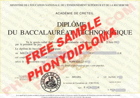 France Academie De Creteil Fake Diploma Sample
