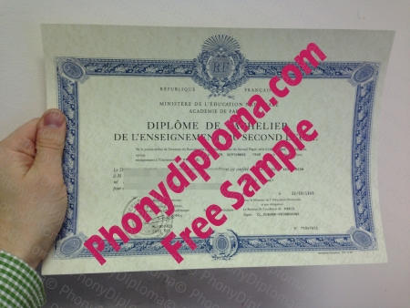 France Academie De Paris Fake Diploma Sample