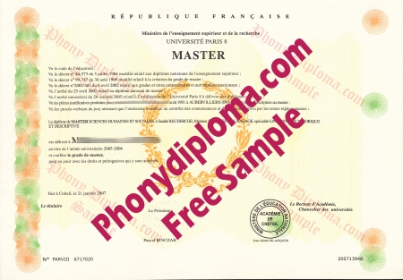 France University Of Paris 8 Scan France Free Sample From Phonydiploma