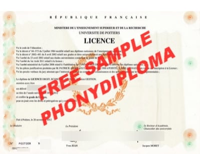 France Université De Poitiers Diploma Free Sample From Phonydiploma