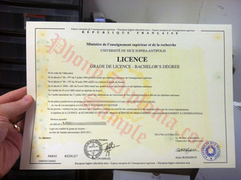 Licence Universite De Nice Sophia Antipolis French Fake Diploma Sample From Phonydiploma