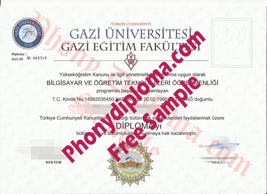 Gazi Universitesi Turkey Free Sample From Phonydiploma