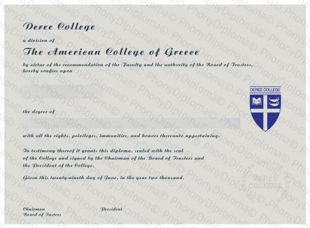 Greece American College Of Greece Free Sample From Phonydiploma