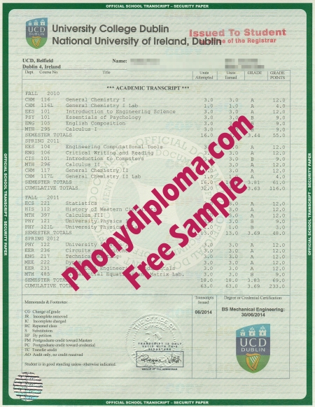 Ireland University College Dublin House Design Transcripts Free Sample From Phonydiploma
