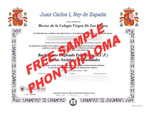 Juan Carlos I Rey De Espana Diploma Free Sample From Phonydiploma