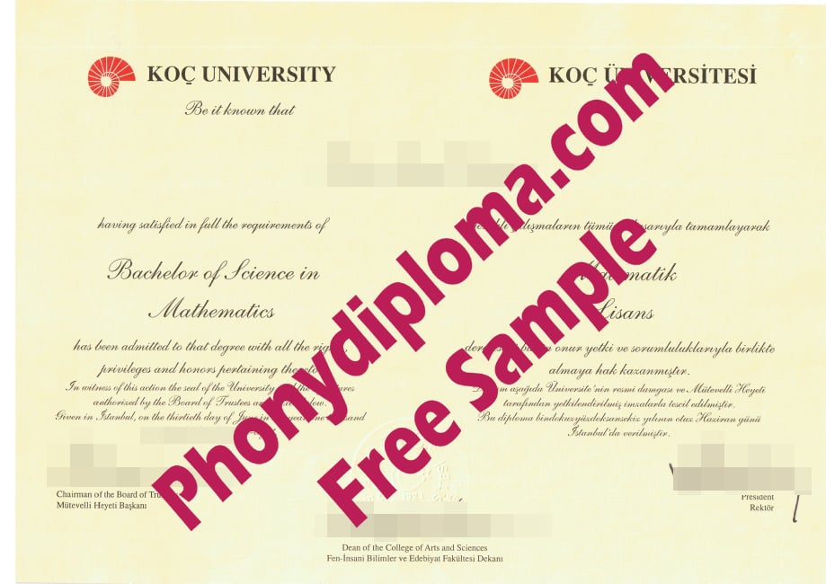 Koc University Turkey Free Sample From Phonydiploma