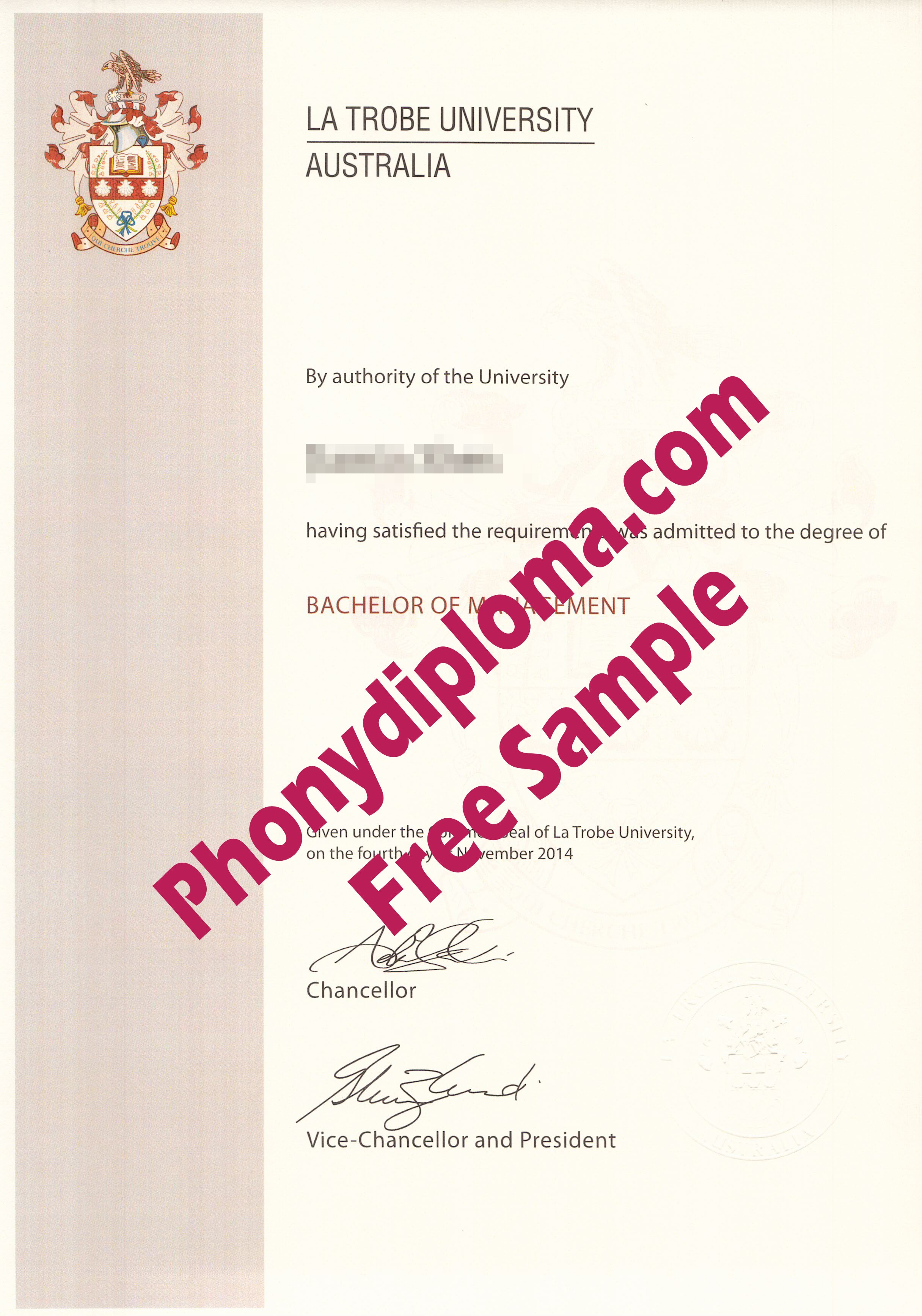 La Trobe Latrobe University Management Free Sample From Phonydiploma